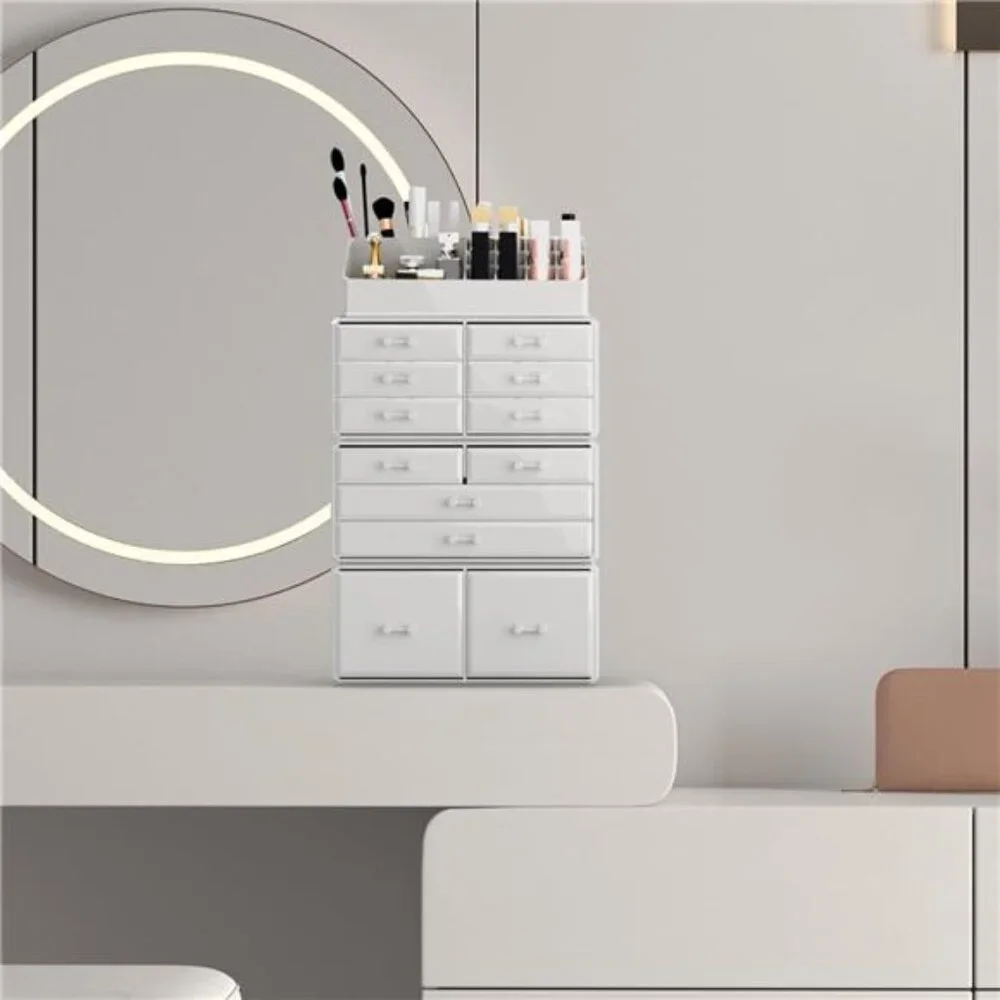 Makeup Cosmetic Organizer Storage Drawers Display Boxes Case with 12 Drawers